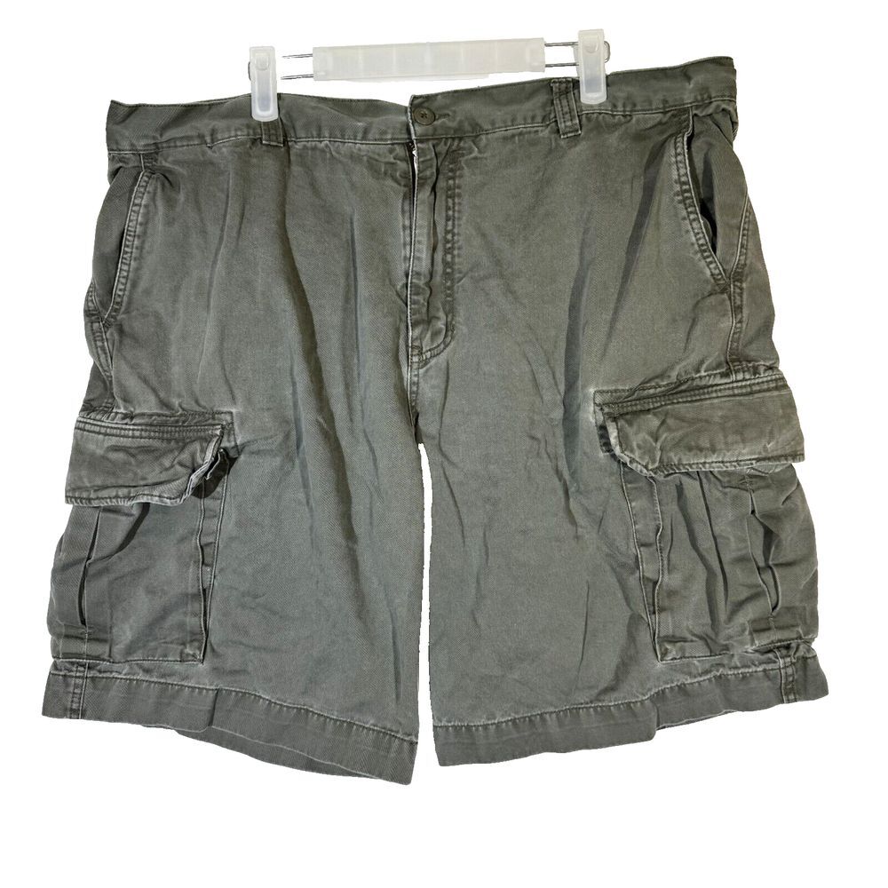 Bass Shorts‎ Men's 40 Green Cotton Cargo Pockets High-Rise Zip Fly Outdoor M873